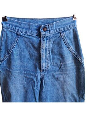 22x29 Vintage Jeans 1970's High-Waisted Wide Leg Denim Dual Front & Back Pockets